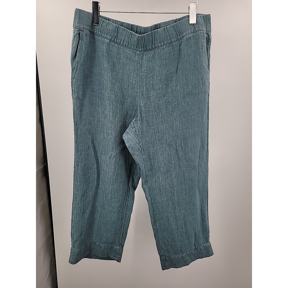 Pure Jill Linen Crop Pants Sz L Beachy Breathable Vacation Lounge